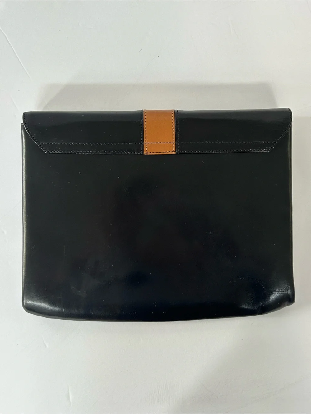 Black and Beige Color Block Leather Clutch Women’s